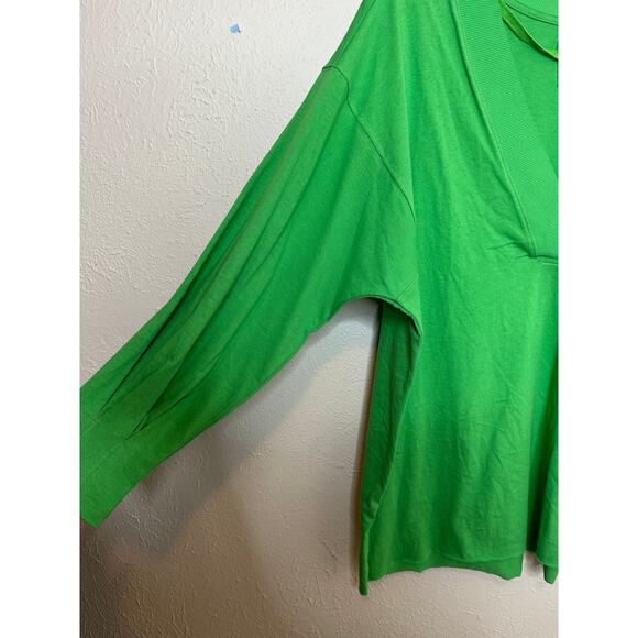 Free People Movement Size Small Green Long sleeve Knit Oversized Relaxed V Neck - Picture 2 of 11
